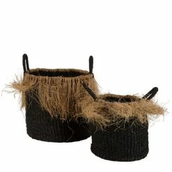Florabelle - Havana Seagrass Jute Basket Black Set Of 2