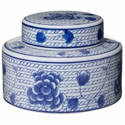 Flair Decor - Chain Blossom Jar Blue & White 22.5x15.5cm