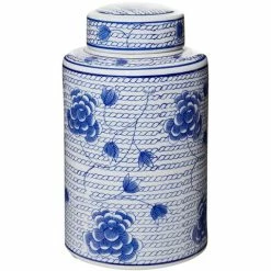 Flair Decor - Chain Blossom Tall Jar Blue & White 18x30.5cm