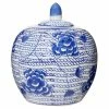 Flair Decor - Chain Blossom Belly Jar Blue & Wht 18.5x21.5cm