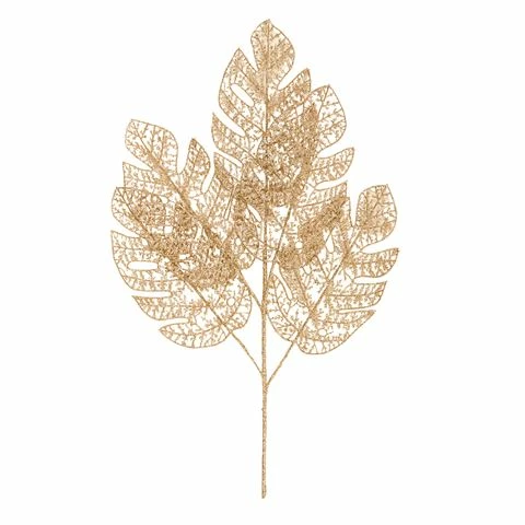 Coastal Home - Glitter Leaf Champagne 58cm 1 Coastal Home - Glitter Leaf Champagne 58cm