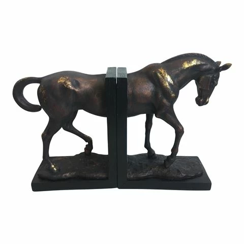 OneWorld - Bronze Horse Bookends With Black Base 1 OneWorld - Bronze Horse Bookends With Black Base