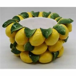 Zanatta - Bamboo Cachepot W/Lemons & Leaves Application