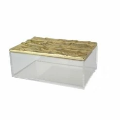 Flair Decor - Acrylic Box Golden Leaf Bamboo Lid 19x12x8cm