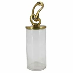 Flair Decor - Glass Jar Poly Gold Leaf Lid 33cm