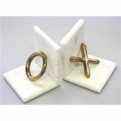 Flair Decor - Bevelled Marble / Gold Look X & O Bookends