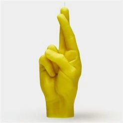 Candle Hand - Crossed Fingers Candle Yellow 365g