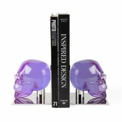 Jonathan Adler - Acrylic Skull Bookend Set Purple 2pce