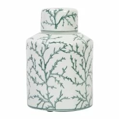 Flair Decor - Green & White Cylinder Jar 22cm