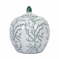 Flair Decor - Ceramic Green And White Pumpkin Jar 20cm