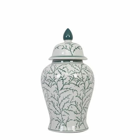 Flair Decor - Green & White Ginger Jar Small 38cm 1 Flair Decor - Green & White Ginger Jar Small 38cm