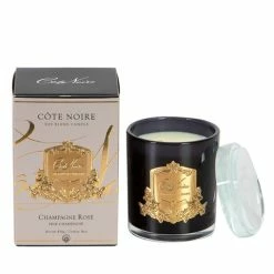 Cote Noire - Champagne Rose Candle With Crystal Lid & Gold Toned Crest 450g