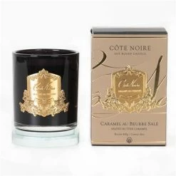 Cote Noire - Salted Butter Caramel Candle W/Gold Crest & Crystal Lid/Stand 450g