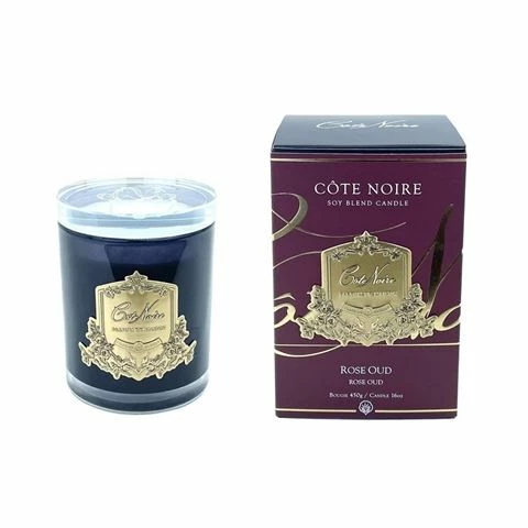 Cote Noire - Rose Oud Candle With Crystal Lid & Gold Toned Crest 185g 1 Cote Noire - Rose Oud Candle With Crystal Lid & Gold Toned Crest 185g