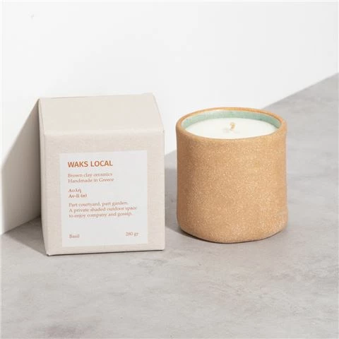 WAKS - Local Candle Clay Ceramic Avli Green Basil Scent 1 WAKS - Local Candle Clay Ceramic Avli Green Basil Scent
