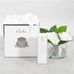 Cote Noire - Triple Gardenia Spray W/Clear Round Glass Vase