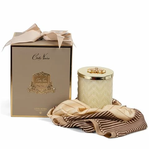 Cote Noire - Ltd Ed. Herringbone Candle/Scarf Cream Set 2pce 1 Cote Noire - Ltd Ed. Herringbone Candle/Scarf Cream Set 2pce