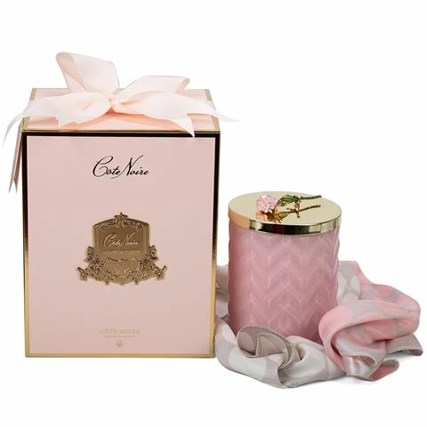 Cote Noire - Ltd Ed. Herringbone Candle/Scarf Pink Set 2pce 1 Cote Noire - Ltd Ed. Herringbone Candle/Scarf Pink Set 2pce