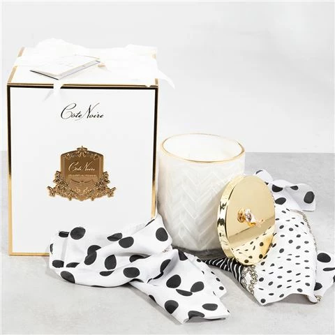 Cote Noire - Ltd Ed. Herringbone Candle/Scarf White Set 2pce 1 Cote Noire - Ltd Ed. Herringbone Candle/Scarf White Set 2pce