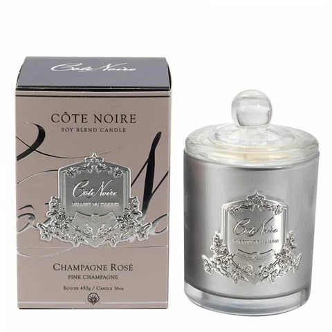 Cote Noire - Pink Champagne Candle Silver 450g 1 Cote Noire - Pink Champagne Candle Silver 450g