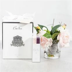 Cote Noire - French Pink Provincial Roses W/Clear Round Vase